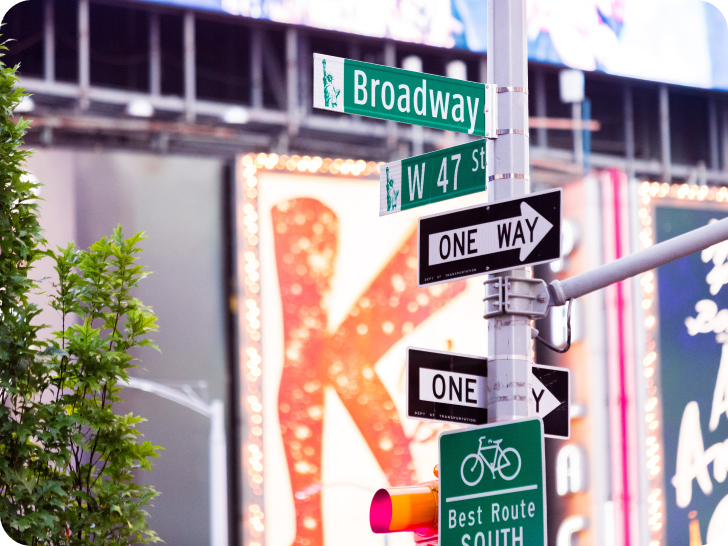 The Broadway signpost in New York City